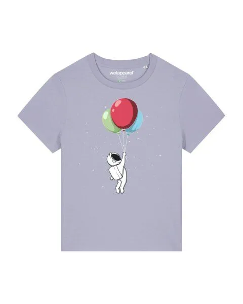 watapparel watapparel T-Shirt Frauen Little Balloon Astronaut, Lavender, – Produktbild 1 von 3