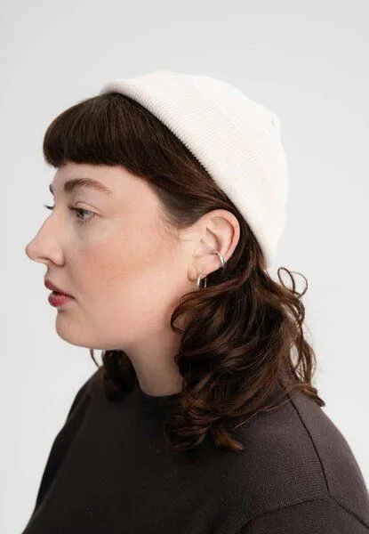 MELA MELA Feinstrick Mütze kurz Style LESH aus 100% Bio-Baumwolle, Cream melange, – Produktbild 3 von 4