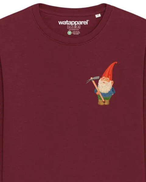 watapparel watapparel Sweatshirt Unisex Gartenzwerg, Burgundy, – Produktbild 3 von 3