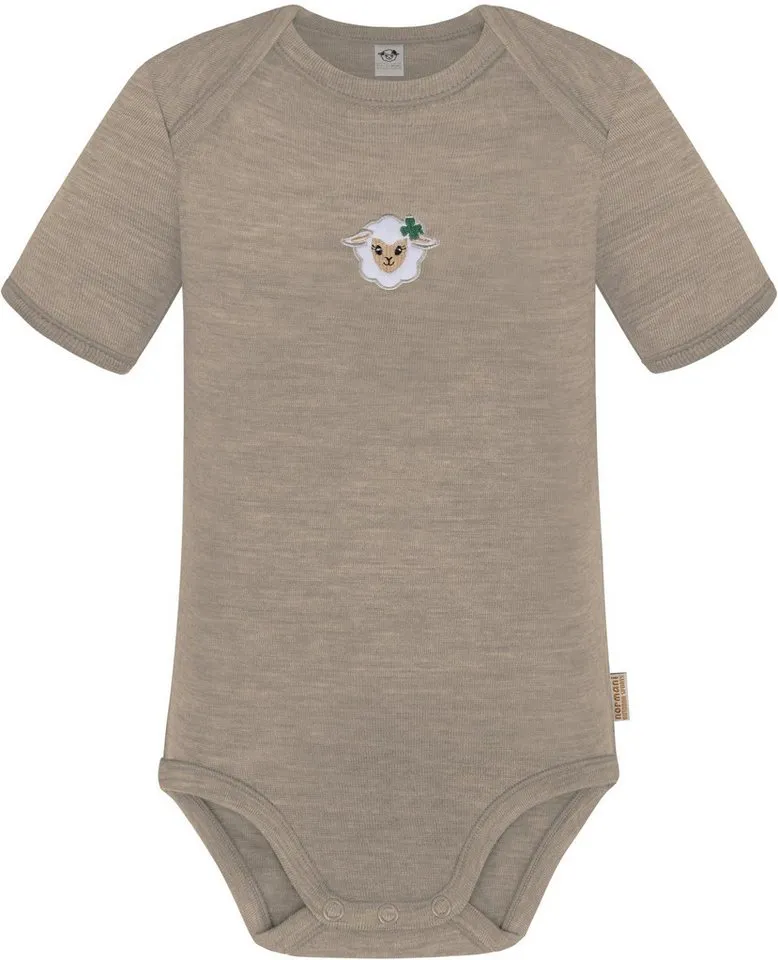 normani Kurzarmbody Baby Merino Body Kurzarm Tauranga 100 % Merino Short Sleeve Strampler- OEKO-Tex Standard 100, Beige, – Produktbild 2 von 5