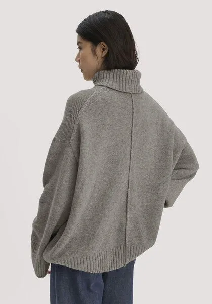 hessnatur hessnatur Strick Pullover Oversize aus Bio-Merinowolle mit Bio-Baumwolle, Grau, – Produktbild 2 von 4
