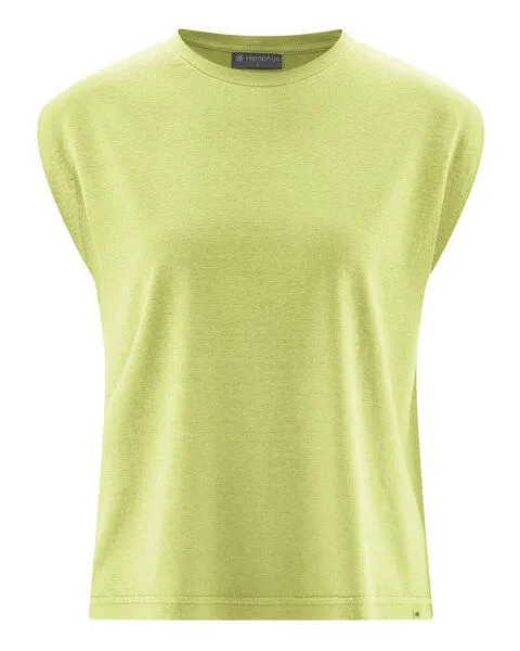 HempAge HempAge Damen ärmelloses T-Shirt Hanf/Biobaumwolle, Lind(grün), – Produktbild 1 von 4