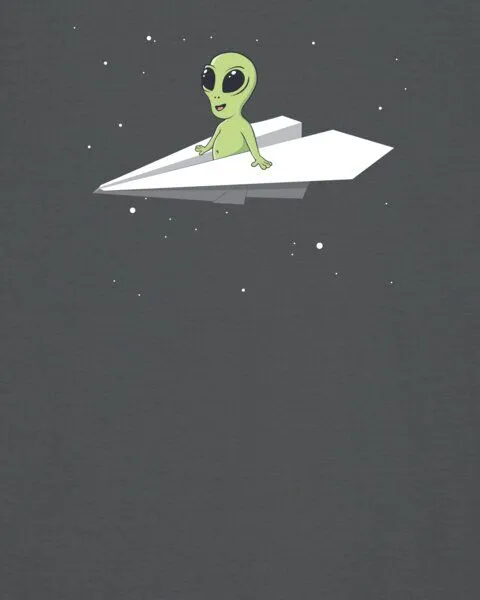 watapparel watapparel T-Shirt Unisex Alien on a paper plane, Anthracite, – Produktbild 3 von 3