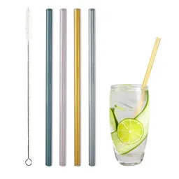 Contento Contento Glastrinkhalm bunt 21 cm lang, 4 Stück auf Geschenkkarte, mit Reinigungsbürste – Produktbild 1 von 1