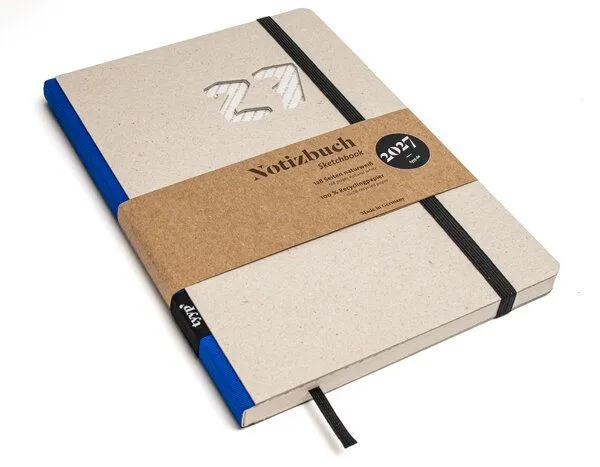 tyyp tyyp Wochenplaner 2027 – Taschenkalender A5 aus Recyclingkarton – grau, vegan & handgefertigt, Blau, – Produktbild 1 von 4
