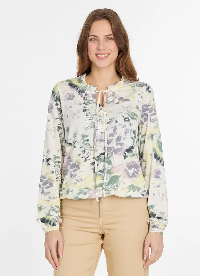 ragwear ragwear Langarmshirt ONELIA PRINT mit Rundhalsausschnitt, aus Baumwolle und Modal, in Jersey-Qualität, Beige, – Produktbild 1 von 1