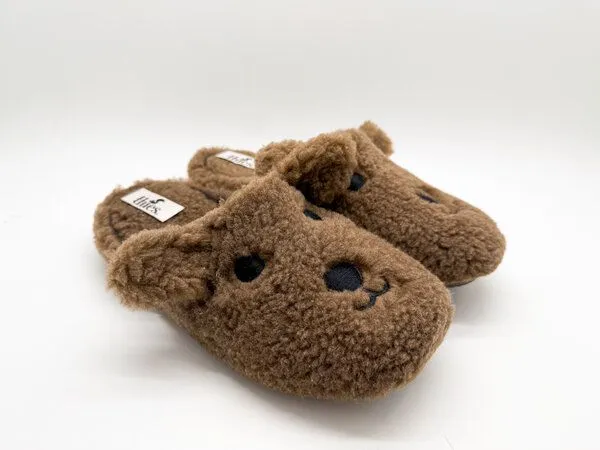 thies Veganer "thies ® Organic Bear Slipper" aus kuscheliger Biobaumwolle, Brown (braun), – Produktbild 4 von 4