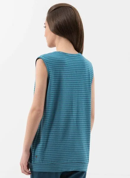 ORGANICATION ORGANICATION Top aus Leinen-Mix mit garngefärbtem Ringel-Dessin, Ocean/navy, – Produktbild 4 von 4