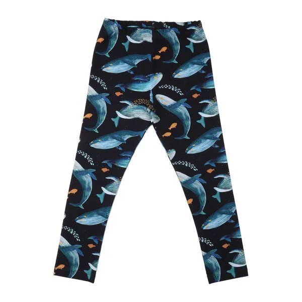 Walkiddy Kleinkinder Leggings GOTS zertifiziert, marineblau, Wal-Allover „Humpback Whale“, Bio-Baumwolle, weich – Walkiddy – Produktbild 1 von 1