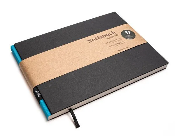 tyyp Skizzenbuch A5 schwarz querformat - perforiert - 100% Recyclingpapier - BerlinBook by tyyp, Türkis, – Produktbild 1 von 4