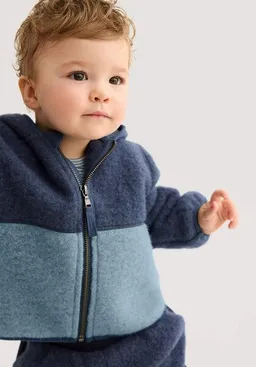 hessnatur hessnatur Wollfleece Jacke Colourblock aus reiner Bio-Merinowolle – Produktbild 1 von 1