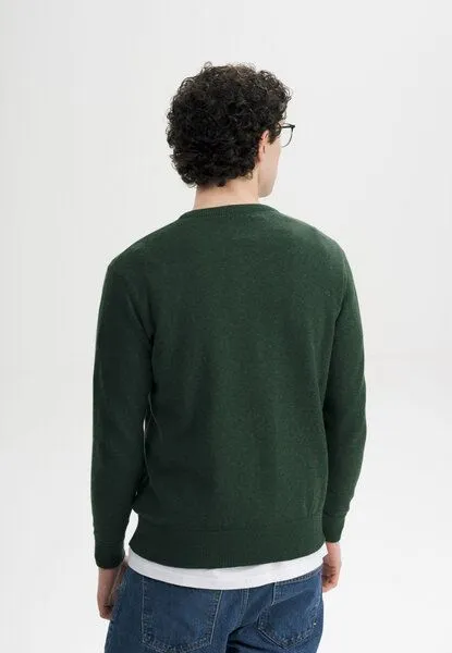 MELA MELA Feinstrick Pullover Style HIMAL aus 100% Bio-Baumwolle, Deep forest melange, – Produktbild 3 von 5