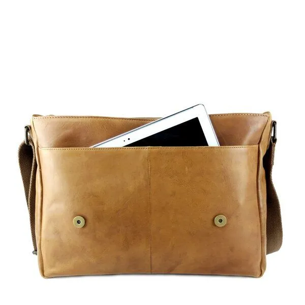 manbefair manbefair Messenger Laptoptasche Loki Leder, Cognac, – Produktbild 4 von 4