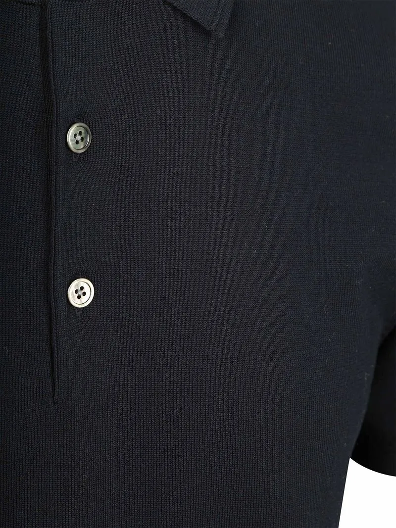 Profuomo Profuomo Gestricktes Poloshirt Marine - Größe XXL, Dunkelblau, – Produktbild 3 von 4