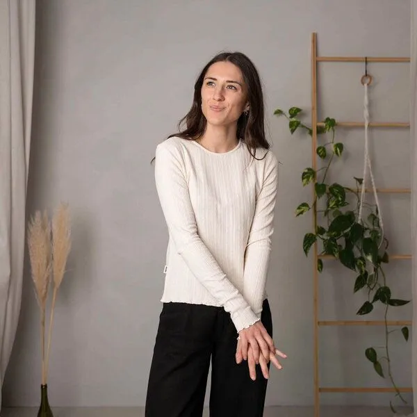 Vresh Clothing Vresh Clothing Vrederica - Pointelle Longsleeve aus Biobaumwolle, Ecru, – Produktbild 2 von 4