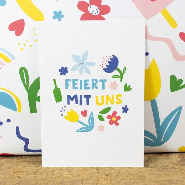 Bow & Hummingbird Bow & Hummingbird Postkarte Feiert mit uns – Produktbild 1 von 2
