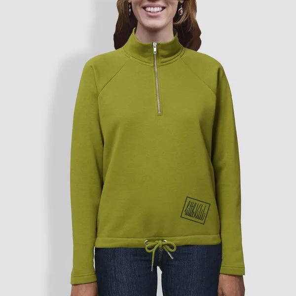 little kiwi little kiwi Damen Sweater mit Reißverschluss, "Kurz und gut", Moss green, – Produktbild 1 von 2