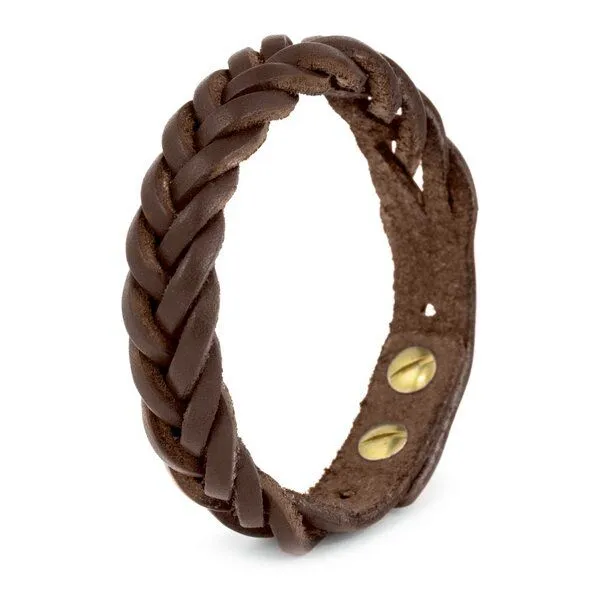 Simaru Simaru Herren-Armband aus Leder geflochten & größenverstellbar, Braun, – Produktbild 1 von 4