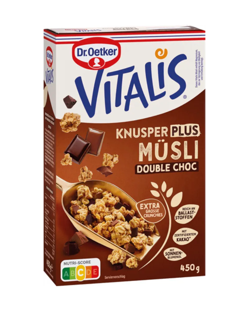 dr. oetker Dr. Oetker Vitalis Knusper Müsli Plus Double Choc, 420g – Produktbild 1 von 1