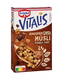 dr. oetker Dr. Oetker Vitalis Knusper Müsli Plus Double Choc, 420g – Produktbild 1 von 1