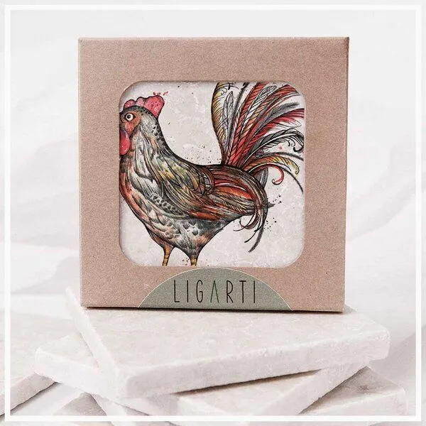 LIGARTI Fliesenuntersetzer »Hähnry« von LIGARTI | Design Untersetzer | Natursteinfliese – Produktbild 1 von 2