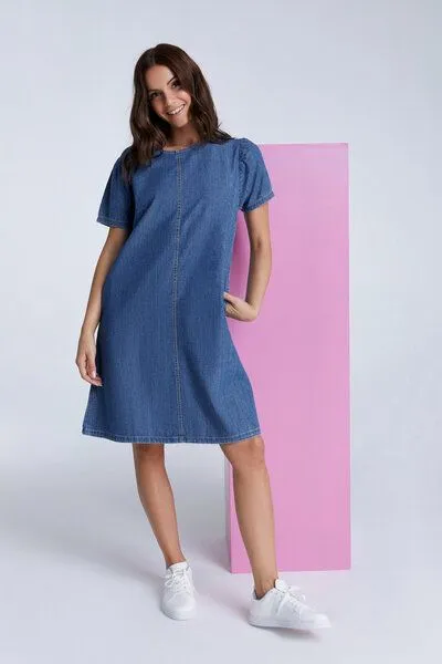Evermind Evermind Jeanskleid - WA7022, Crystal blue, – Produktbild 2 von 4