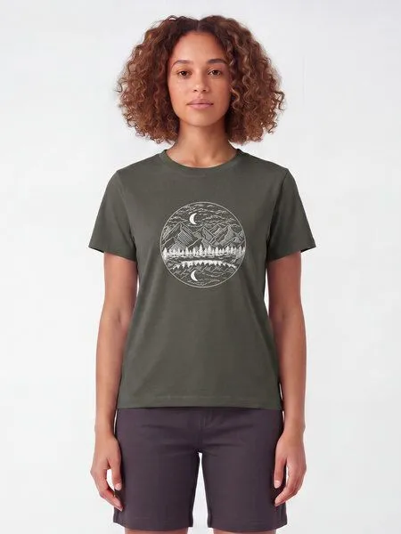 watapparel watapparel T-Shirt Frauen Mountains by night, Khaki, – Produktbild 2 von 2