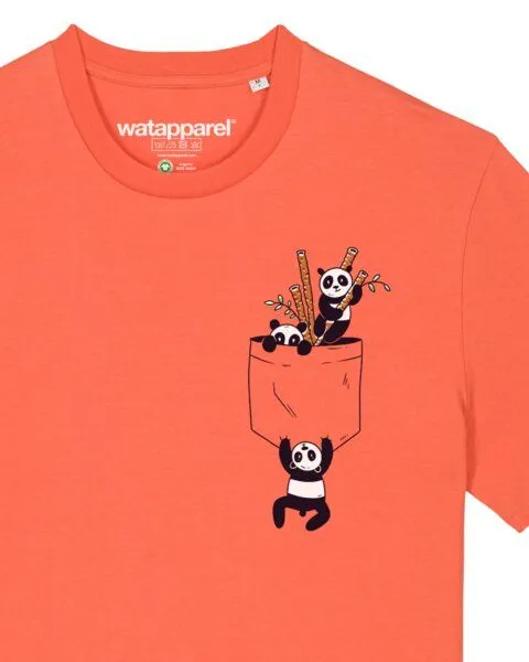 watapparel watapparel T-Shirt Unisex Pocket Pandas, Fiesta, – Produktbild 3 von 4