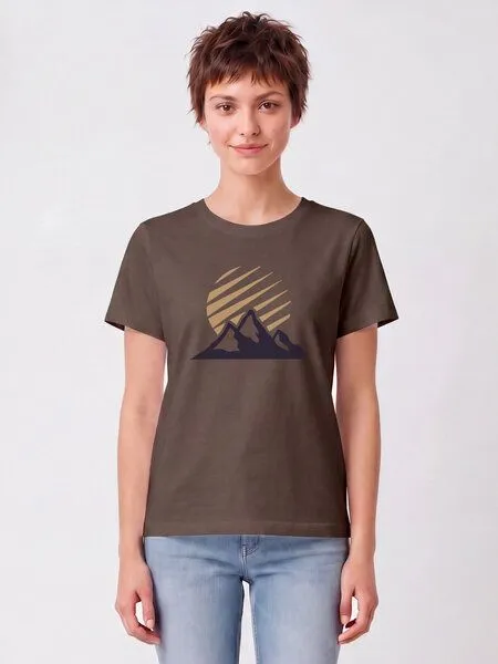 watapparel watapparel T-Shirt Frauen Mountain and Sun, Mocha, – Produktbild 2 von 2