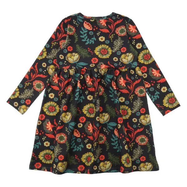 Walkiddy Baby Kleid Langarm – Anthrazit mit buntem Blumenmuster, weich & bequem | von Walkiddy – Produktbild 2 von 2