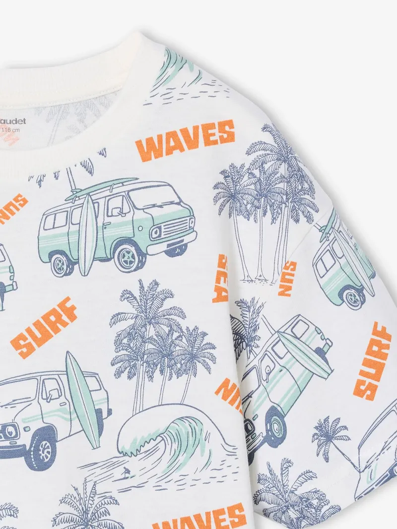 Vertbaudet T-Shirt bunter Alloverprint Jungen, Weiß, – Produktbild 3 von 3