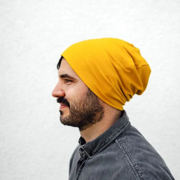 Liebe Deinen Planeten Liebe Deinen Planeten Bio Beanie in 3 Größen Herren & Damen in vielen Farben bequeme Jersey Mütze aus Bio Baumwollmix, Senf, – Produktbild 3 von 4