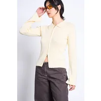 JAN N JUNE JAN 'N JUNE Damen vegan Strickjacke Mit Reißverschluss Von Tyrie Hellgelb – Produktbild 1 von 1
