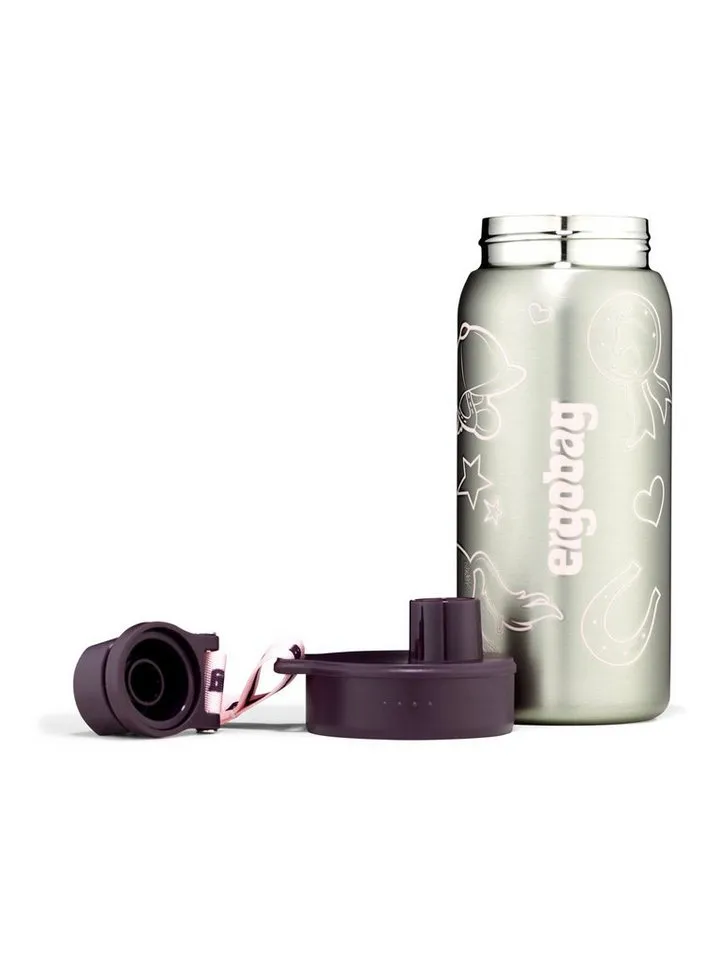 Ergobag Ergobag Trinkflasche Edelstahl Trinkflasche, auslaufsicher und kohlensäuregeeignet, Grün|lila, – Produktbild 3 von 8