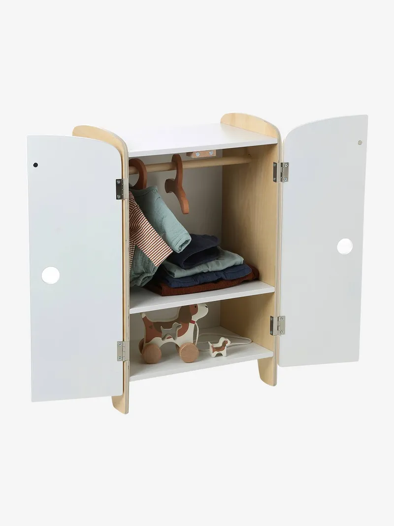 Vertbaudet Puppen-Kleiderschrank aus Holz FSC®, Weiß, – Produktbild 3 von 3