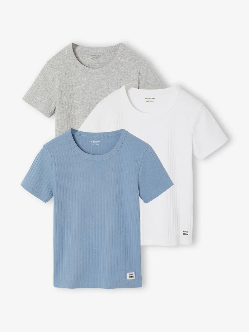 Vertbaudet 3er-Pack T-Shirts aus Rippjersey Jungen, Himmelblau, – Produktbild 1 von 4