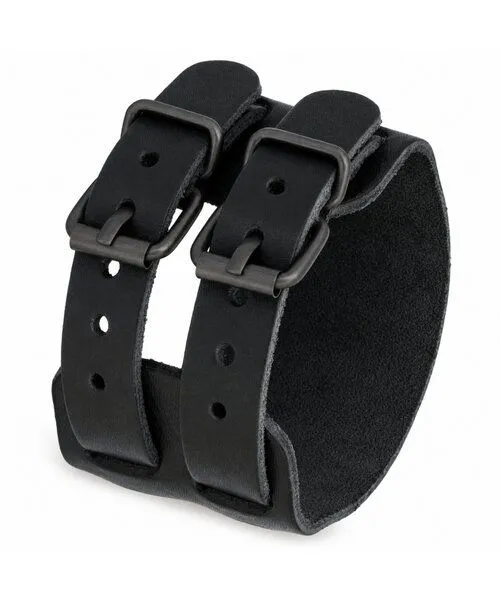 Simaru Simaru Breites Schnallenarmband Leder, Schwarz, – Produktbild 2 von 3