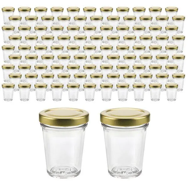 mikken mikken 100 kleine Dessertgläser 65ml Einmachgläser mit Schraubdeckel, Gold, – Produktbild 1 von 3