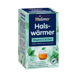 Meßmer Meßmer Halswärmer Salbei ­Pfefferminze­ Thymian, Vitamin C & Zink, Kräutertee, Teebeutel im Kuvert, 2. Entnahmefach/displaytauglich, 32g – Produktbild 1 von 1
