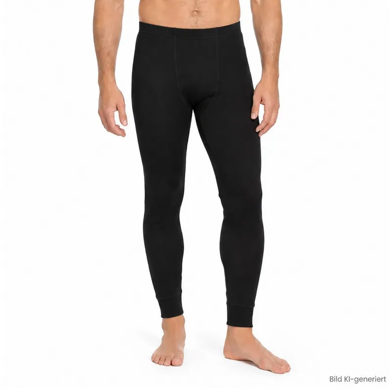 HERMKO Lange Unterhose 3570 ohne Eingriff, 100 % 100 % Bio-Baumwolle, Dehnbund, Schwarz, – Produktbild 2 von 5