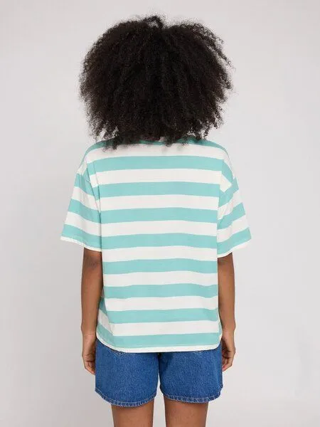 Mazine Mazine Bold Striped T-Shirt für Frauen - aus Biobaumwolle, Turquoise/offwhite (türkis), – Produktbild 3 von 4