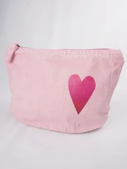 MelaDi Meladi Vintage Accessoire-Tasche aus Biobaumwolle - Rotes Herz auf Vintage-Rose – Produktbild 1 von 1