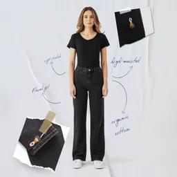 DAWN DEW Flared Soft Denim - Classic - Black Denim - Art on Broken Pieces - Black Denim / 31 / 32 – Produktbild 1 von 1