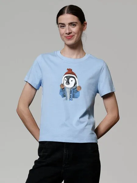 watapparel watapparel T-Shirt Frauen Pinguin, Blue soul, – Produktbild 2 von 4