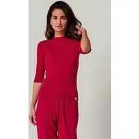 YOU LOOK PERFECT YOU LOOK PERFECT 100% Merino Halbarm-Strickpullover "Daria", Rot, – Produktbild 1 von 1