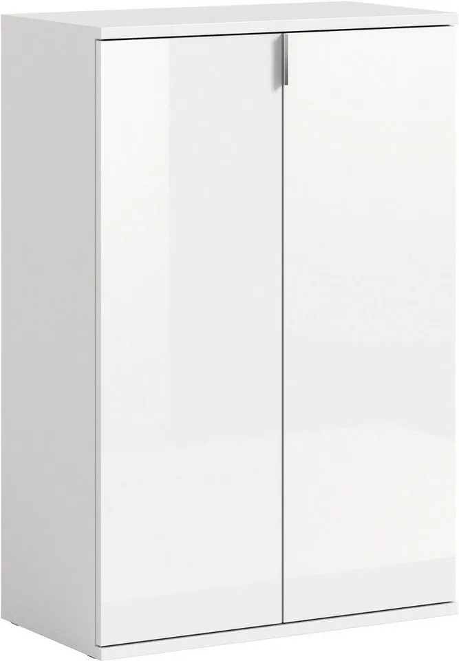 Home affaire Schuhkommode Trondheim, Breite 61 cm, 2 Türen, 5 Einlegeböden, 6 Fächer, Garderobenkommode, Schuhschrank, Schuhkommode, Anrichte, Flurschrank, Weiß, – Produktbild 2 von 5