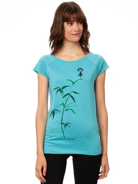 FellHerz FellHerz Damen T-Shirt Yogamädchen, Neptune (blau), – Produktbild 4 von 4