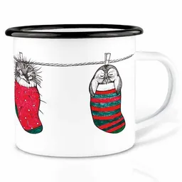 LIGARTI Emailletasse »Sockentiere« von LIGARTI | 300 oder 500 ml | handveredelt in Deutschland | Cup, Kaffeetasse, Emaillebecher, Camping Becher – Produktbild 1 von 1