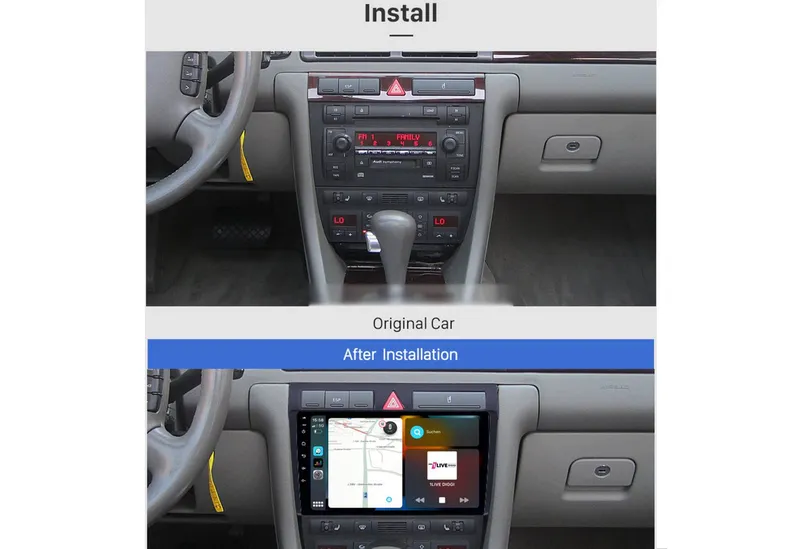 TAFFIO Für Audi A6 C5 4B 9" Touch Android Autoradio GPS CarPlay AndroidAuto Einbau-Navigationsgerät – Produktbild 2 von 3