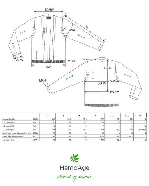 HempAge HempAge Damen-Cardigan mit Schalkragen Hanf/Biobaumwolle, Glacier (blau), – Produktbild 3 von 4